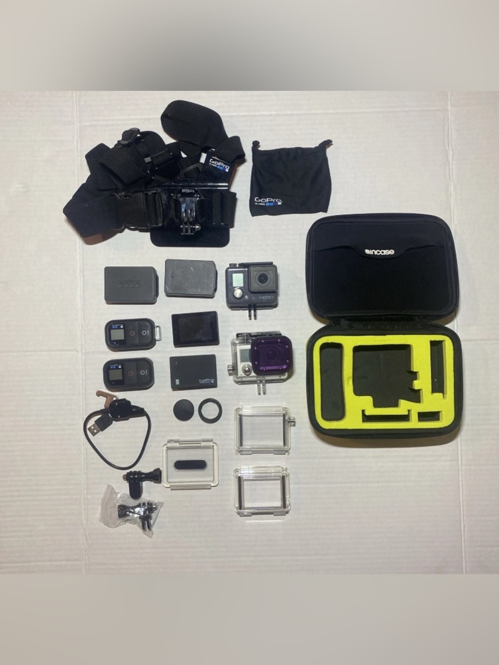 GoPro Accessories Bundle with Black Camera and Yellow Case Insert